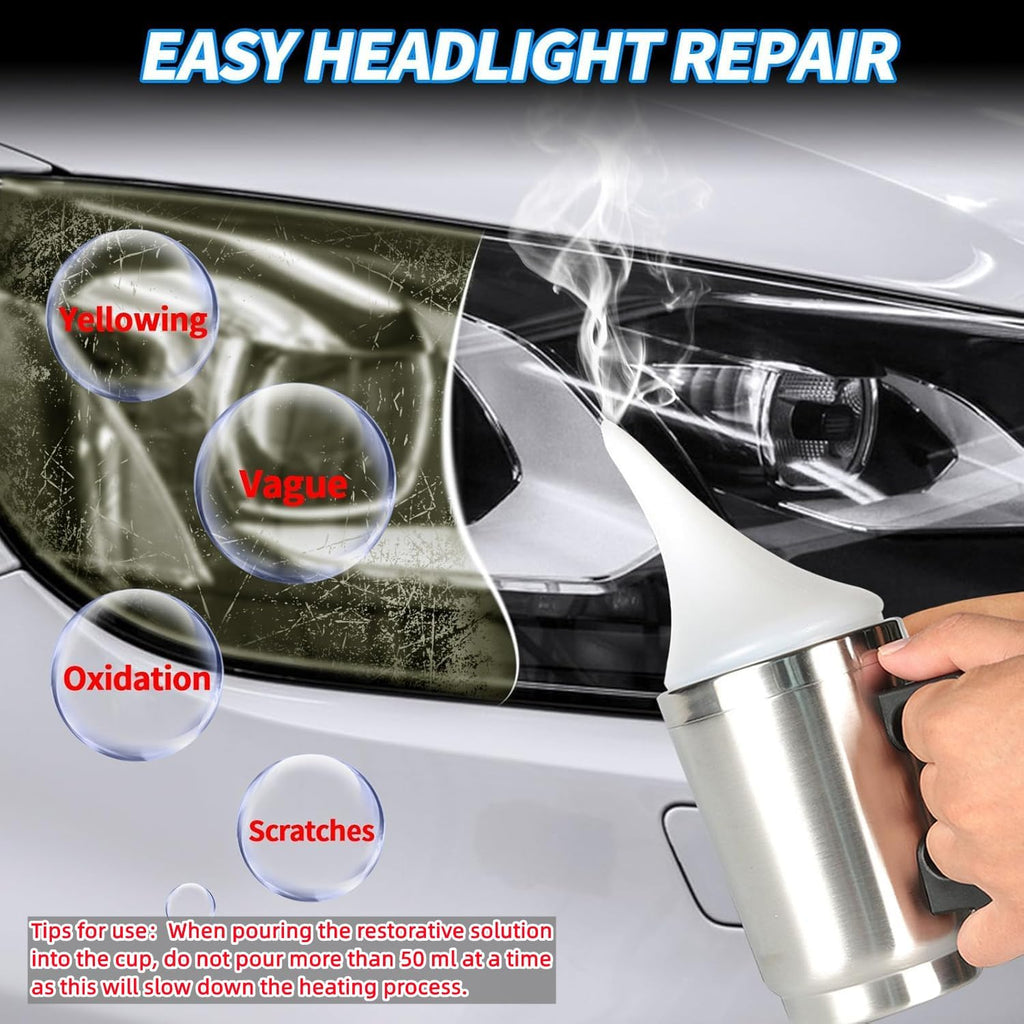Headlight Restoration Kit, 800g Vapor Headlight Restoration Kit, Head Light Lens Restore Kit with 800g Repair Liquid for Repair Headlight Yellowing/Vague/Scratch/Oxidation