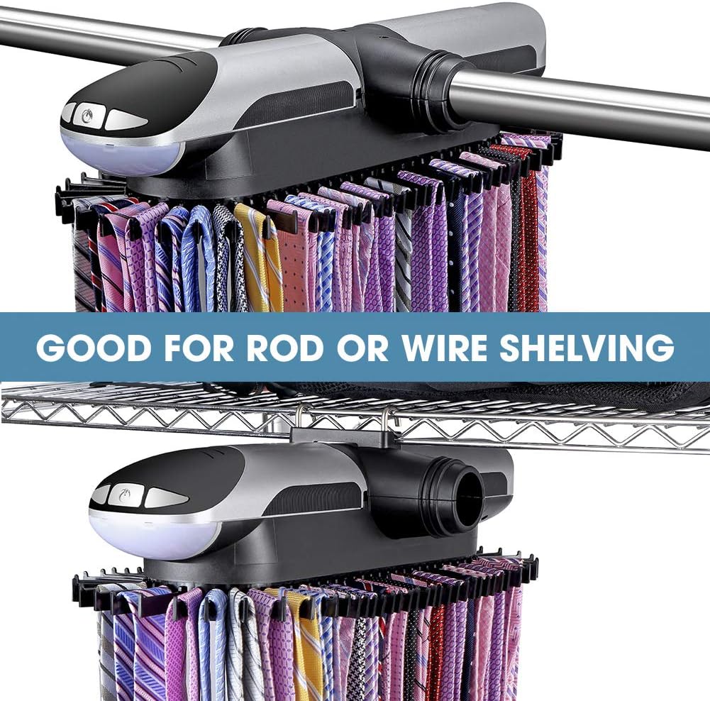 aniva motorized tie rack closet organizer with led showing dimensions