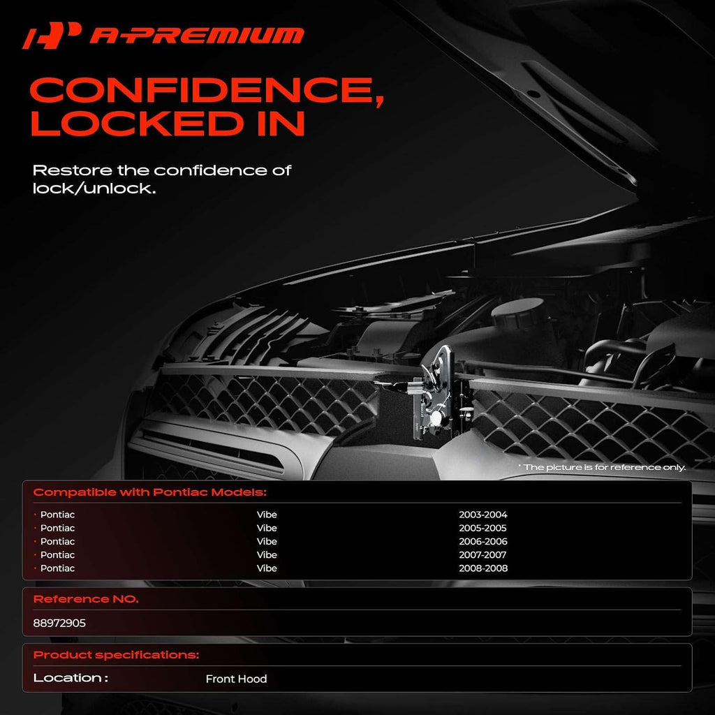 A-Premium Hood Latch Lock Compatible with Pontiac | for Vibe 2003-2008, Front Hood Lock Engine Bonnet Latch Assembly