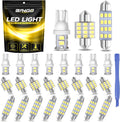 BANGO 24-Piece Interior Car Lights LED Bulb Kit, Non-Polarity Design with Removal Tool for Car Dome Map License Plate Door Trunk, Fits 194 T10 DE3175 578 - White