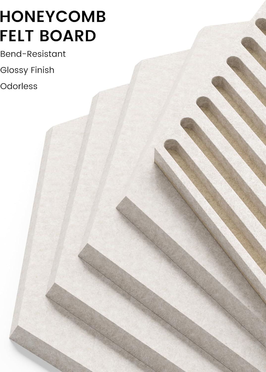 fluxynara 10-pack hexagon felt bulletin board tiles, oatmeal, close-up detail