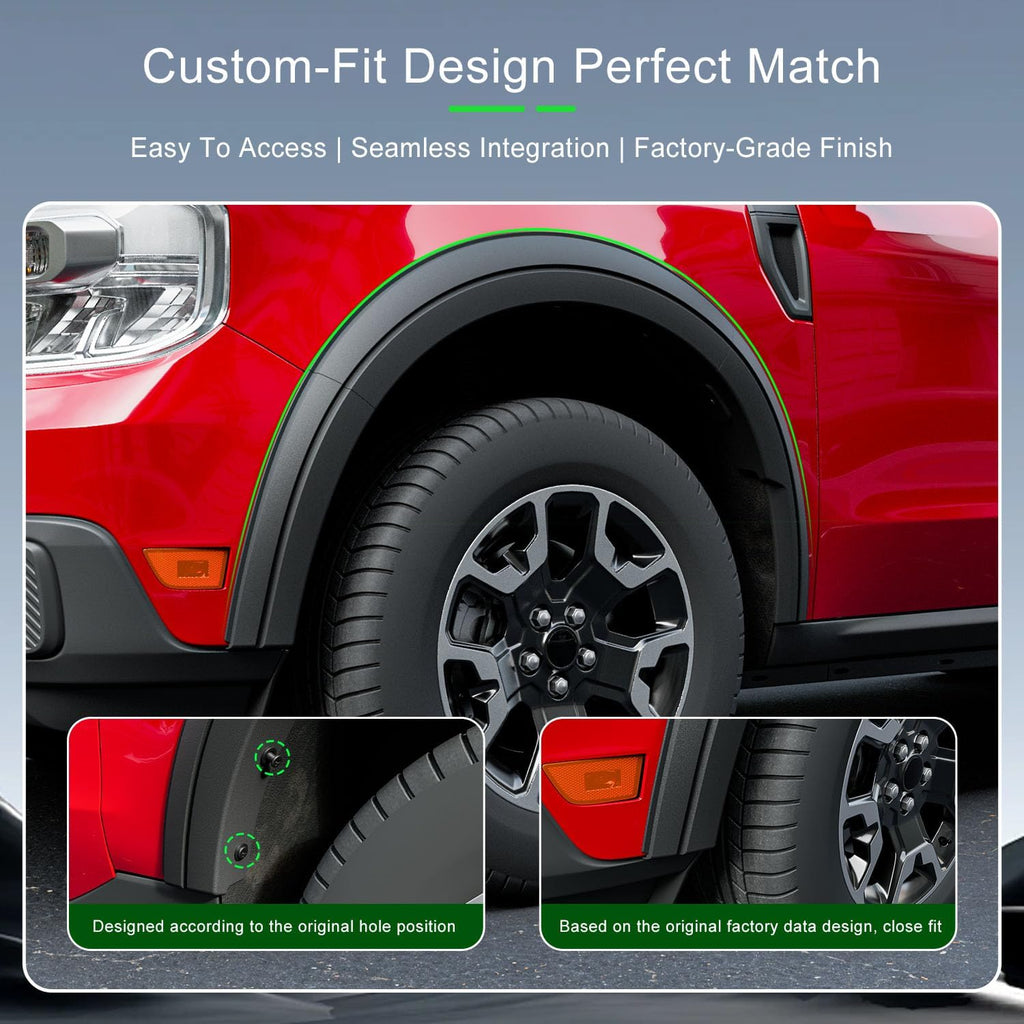 xipoqix Three-section Fender Flares Compatible with 2022-2025 Ford Maverick 12PCS Wheel Brow PP Wheel Trim Strips Replacement for 2022-2025 Ford Maverick Accessories