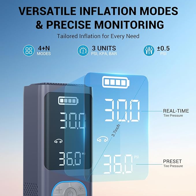 AVAPOW AP18 Tire Inflator Portable Air Compressor, 300% Faster 150 PSI Cordless - Image 5