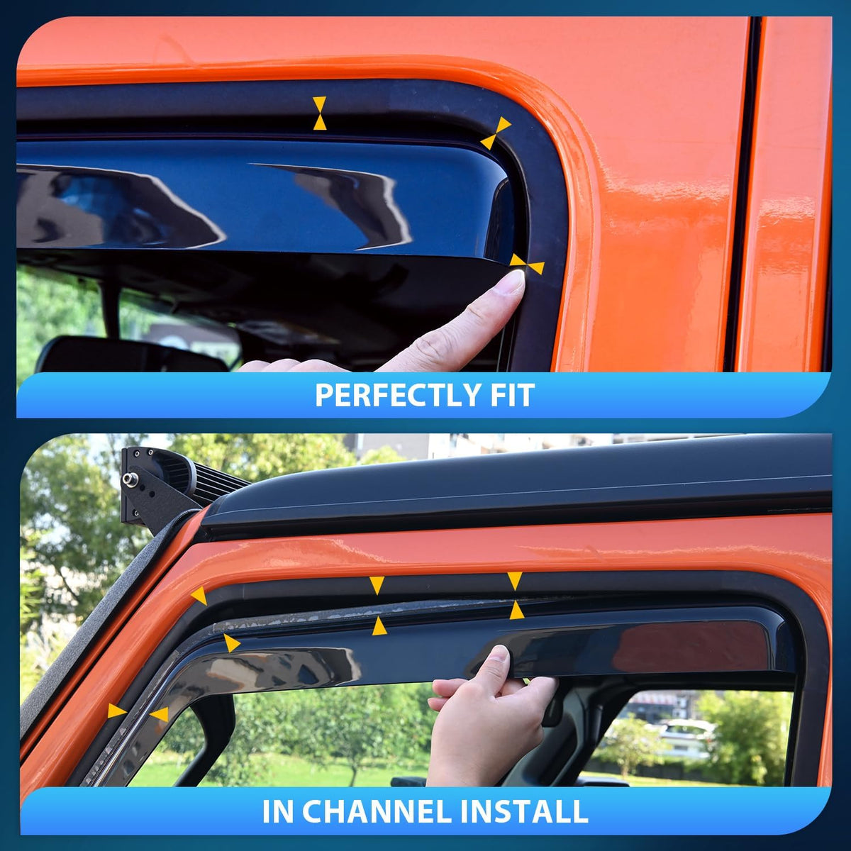 nilight in-channel window visors for silverado/sierra 1500 2007-2013, close-up detail