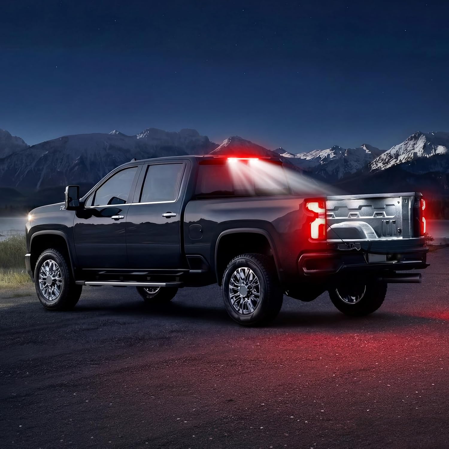 LED 3rd Third Brake Light Compatible with 2019-2025 Silverado Sierra 1500 2500HD 3500HD (Only for Models without Any Cargo Bed Camera) High Mount Rear Brake w/ Truck Cab Cargo Lights, Smoked Len