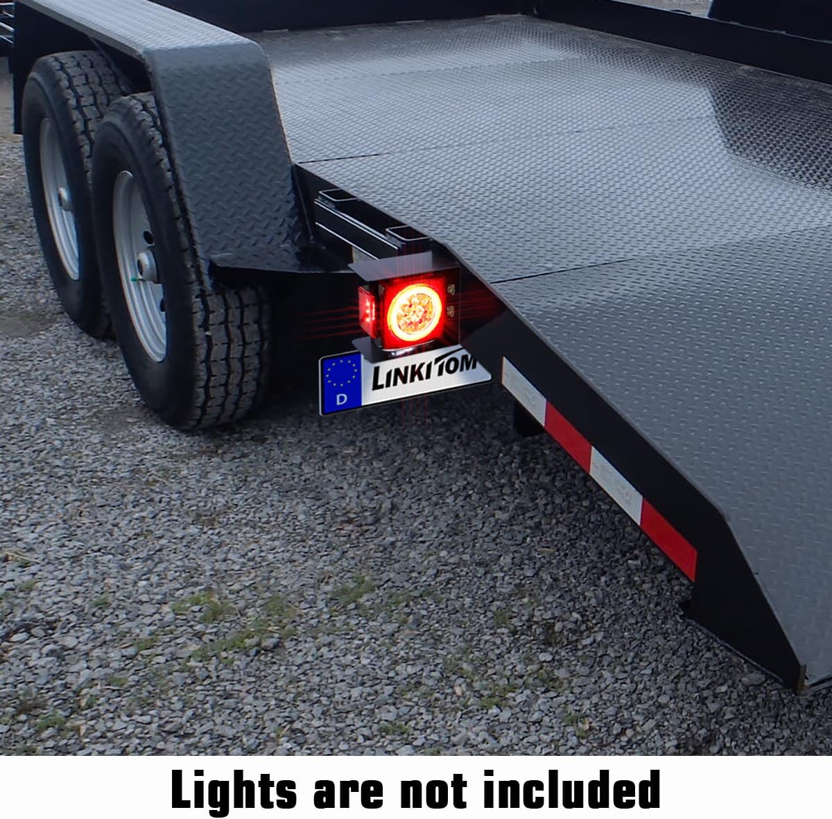 LINKITOM Square Trailer Tail Light Mounting Box & License Plate Bracket, Heavy Duty Steel Guard Cover for Trailers Under 80" Boat Truck Marine Camper RV