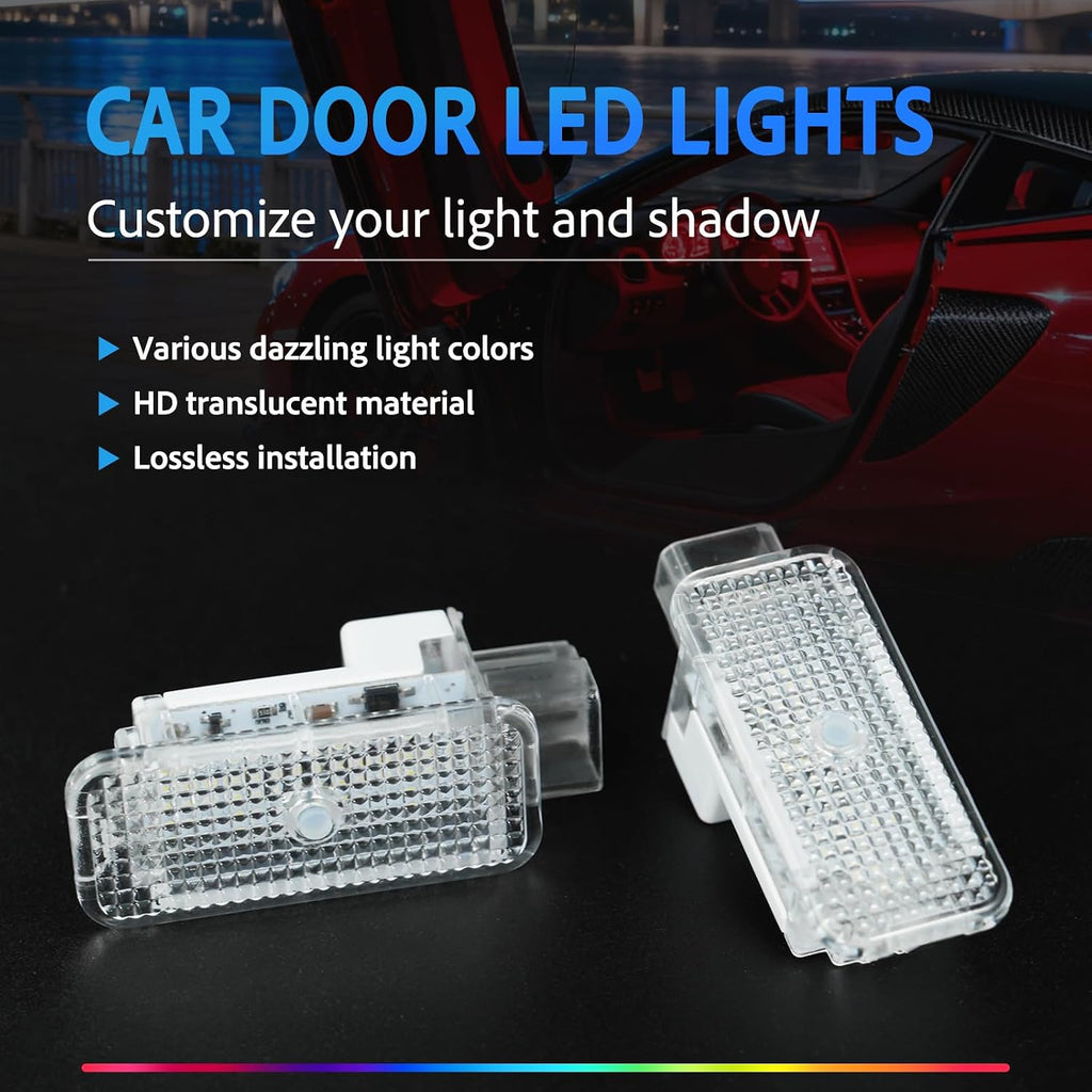 7-Color Car Door Welcome Light Compatible with Audi Car Accessories Auto Sensing Ambient Lighting Puddle Light Lamps, 4 PCS