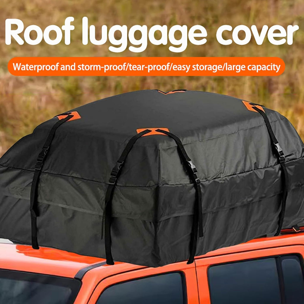 Roof Cargo Bag Heavy Duty Oxford Fabric Rooftop Cargo Carrier with Anti-Slip Mat Weatherproof 15 Cubic Feet Car Top Luggage Storage for SUVs Trucks Sedans