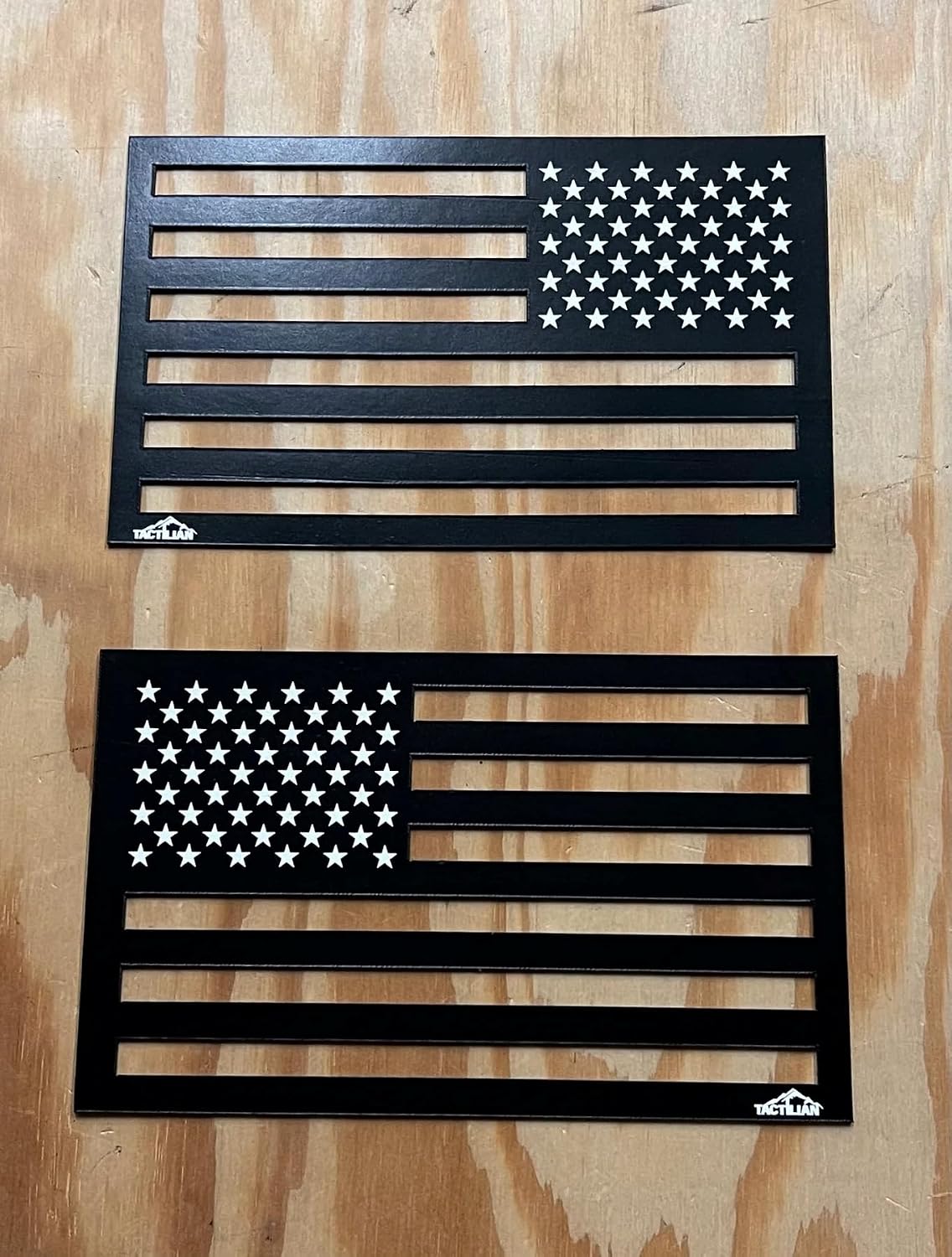 TACTILIAN Black American Flag Magnetic Decals - Made in USA Flag Magnets with White Star for Trucks Bike - Tactical Car Decal Magnets Bumber Stickers, Patriotic Fridge Magnets