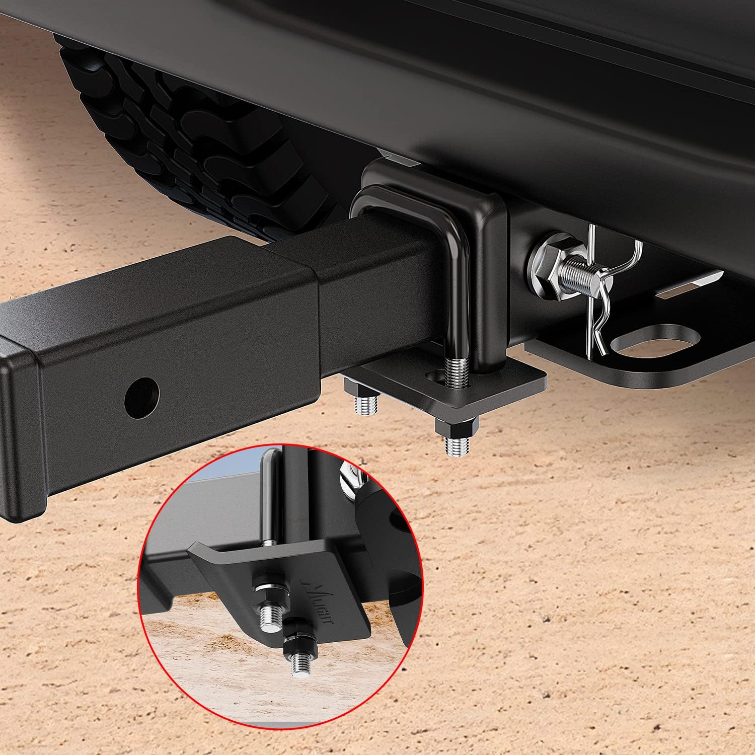 Nilight 2PCS Trailer Hitch Tightener for 2 inch Trailer Hitches Hitch Mount Anti Rattle Heavy Duty Steel with Rubber Anti-Rust Triple Protective Matte Black