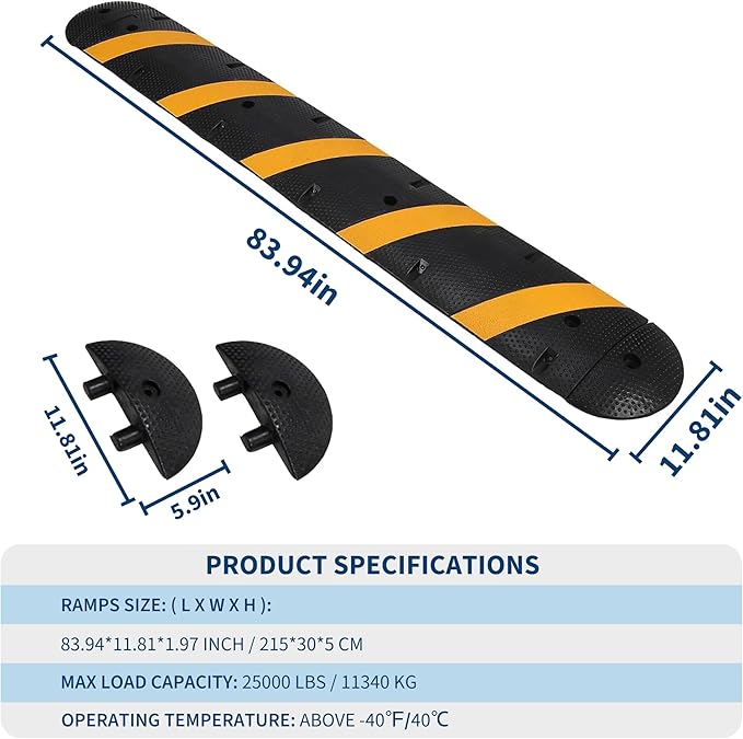 6 ft Speed Bumps Wite End for Road, Heavy-Duty 25, 000 LBS Capacity Traffic - Image 2