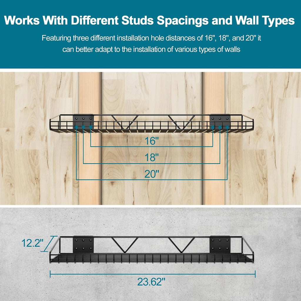garage wall shelving,4-pack 12 inch x 23.8 inch,can, side view