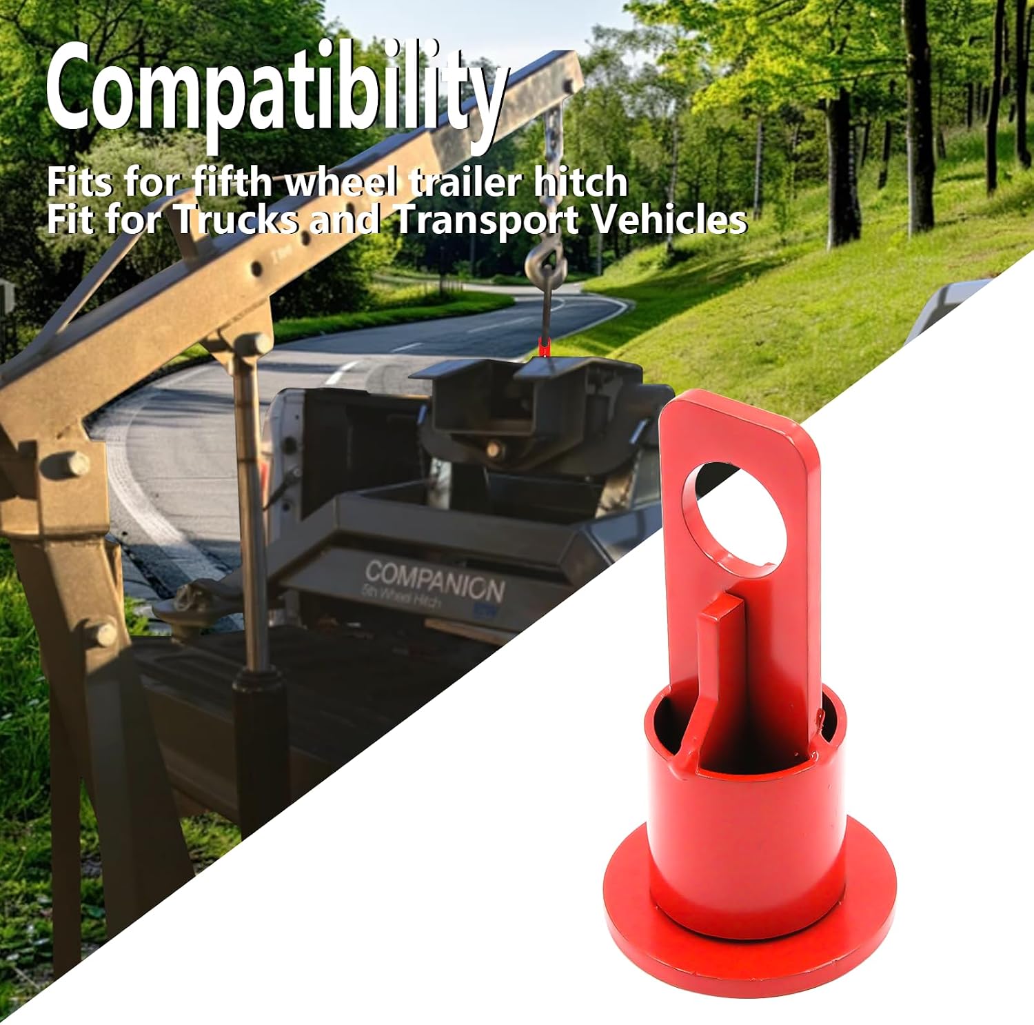 500lb Capacity 5th Wheel Lifting Bracket & 5th Wheel Hitch - Durable Steel Hitch Bracket Replacement for Trucks, Vehicles, and Trailers - Red (Compatible with Part #6100)