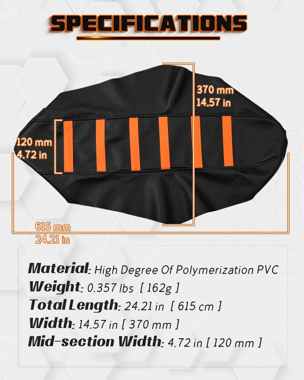 E Dirt Bike Seat Cover for Tutti Soleil01, Gripper Rubber Cover for Tuttio Soleil 01, Orange Stripes