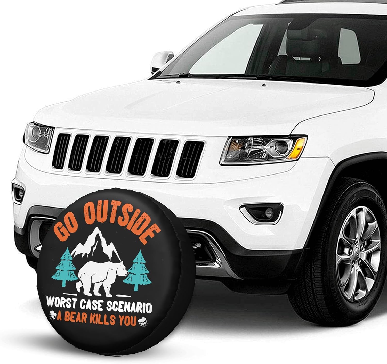 Go Outside Worst Case Scenario a Bear Kills You Rv Spare Tire Cover, Spare Tire Cover for RV Trailer, Camper Wheel Protectors Trailer Rv SUV Truck Travel Trailers 15 inch