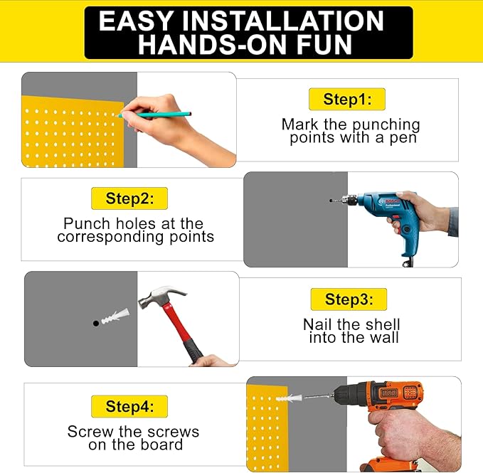 Metal Peg Board Panels for Workbench, Shed Modular Peg Board Organizer Board Kit - Image 5