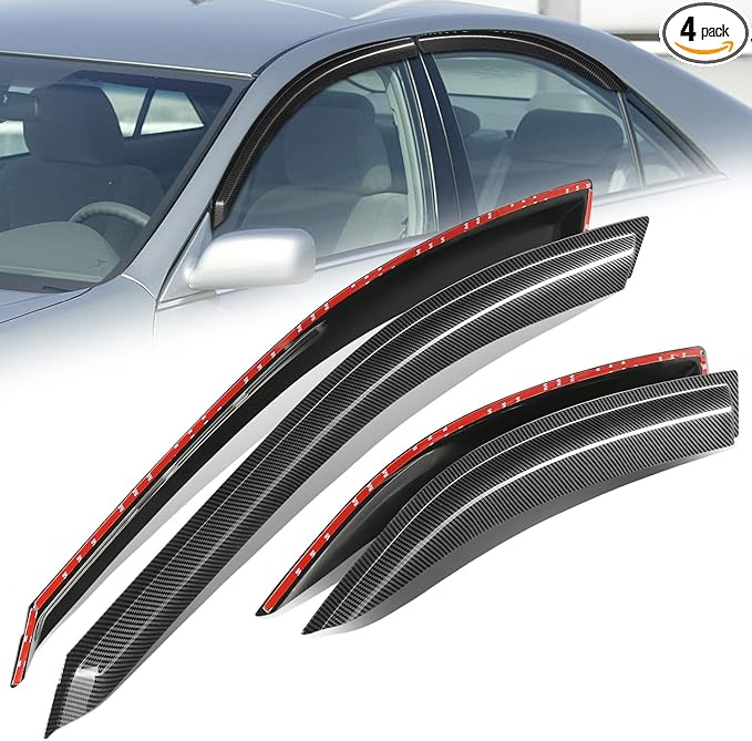 Auto Dynasty 4Pcs Carbon Fiber Pattern Window Visors Compatible by AutoDynasty