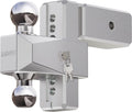 MZS Adjustable Trailer Hitch - Fits 3 Inch Receiver Hitch - 6-Inch Adjustable Drop Hitch - Heavy Duty Aluminum Tow Hitch for Truck(21,000 LBS GTW) Chrome