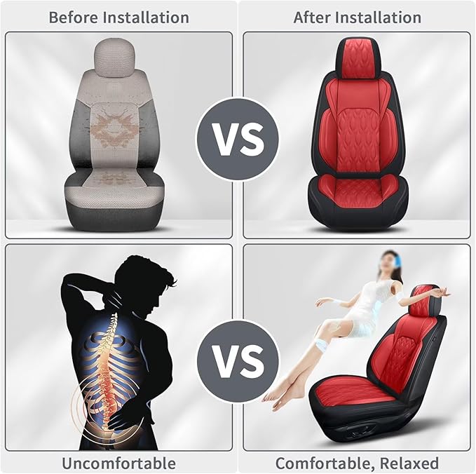 2 Front Car Seat Covers Fit for Toyota Camry 2012-2025 Faux Leather Automotive - Image 7