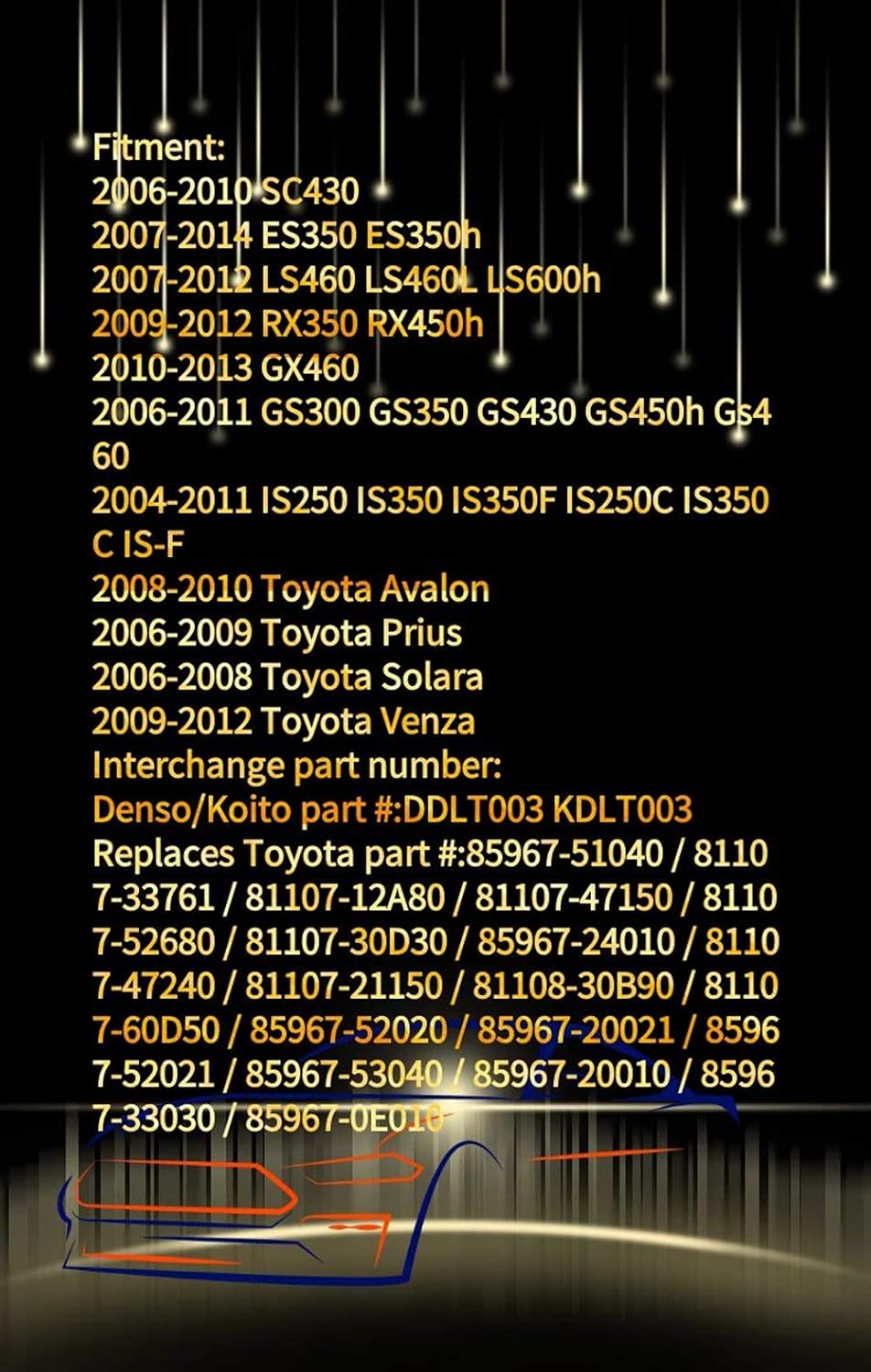 KDLT003 DDLT003 85967-52020 Xenon Headlight Ballast Control Unit Module with Fast Startup Safe Stability for IS250 IS350 RX350 GS300 GS430 ES350 Toyota Prius Avalon Solara Venza