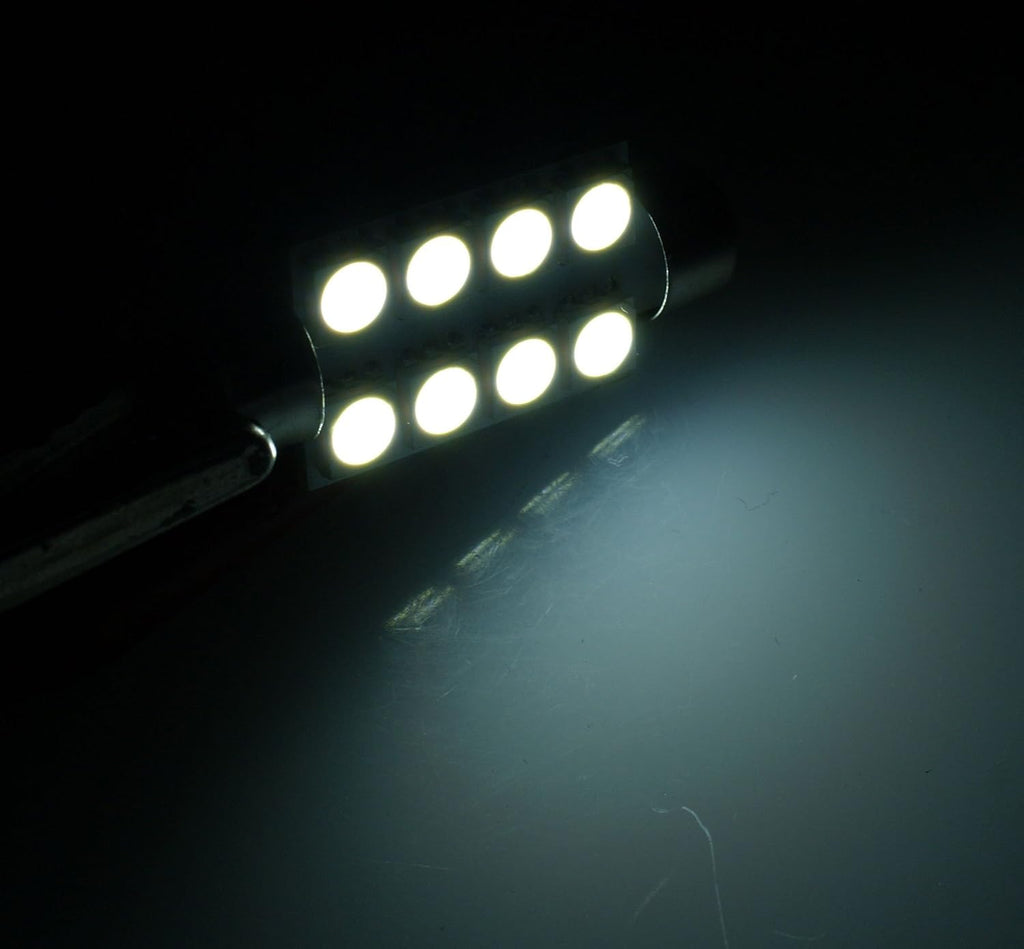 LEDTCL-39M-WS8 Trunk Cargo Light LED Light Bulbs Festoon 39mm, 8 SMD LED White 2-pc Set