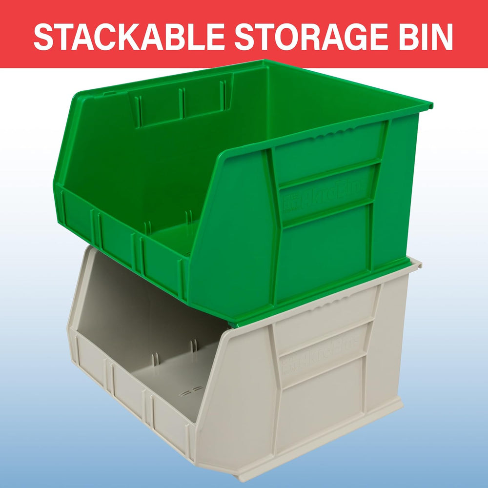 Akro-Mils AkroBins Stackable Plastic Storage Organizer Bins, Black, 3-Pack