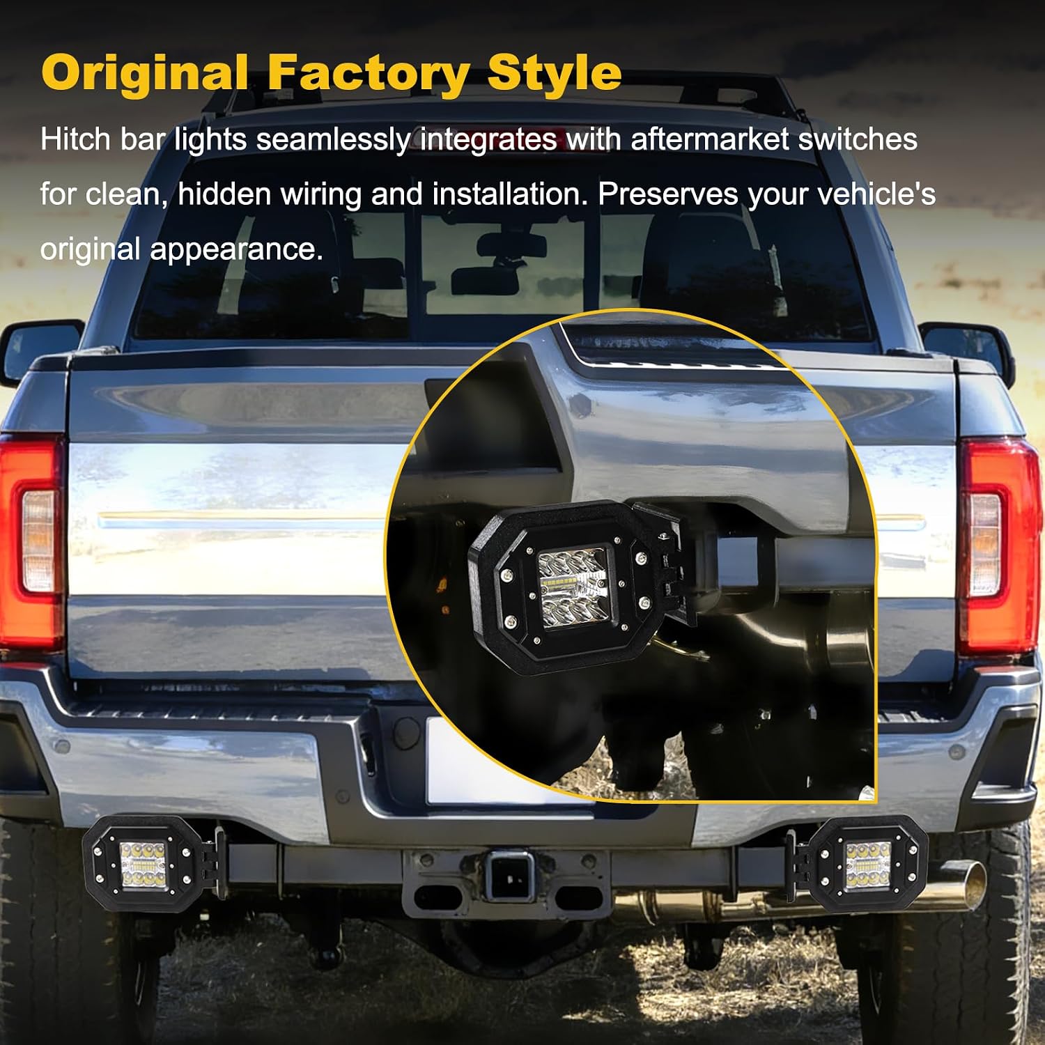 2Pcs Hitch Bar Reverse Lights for F250/F350/F450 Superduty (2008-2026) With 45W LED Reverse Light, No Drilling Required, Suitable for 2.5-Inch Interfaces