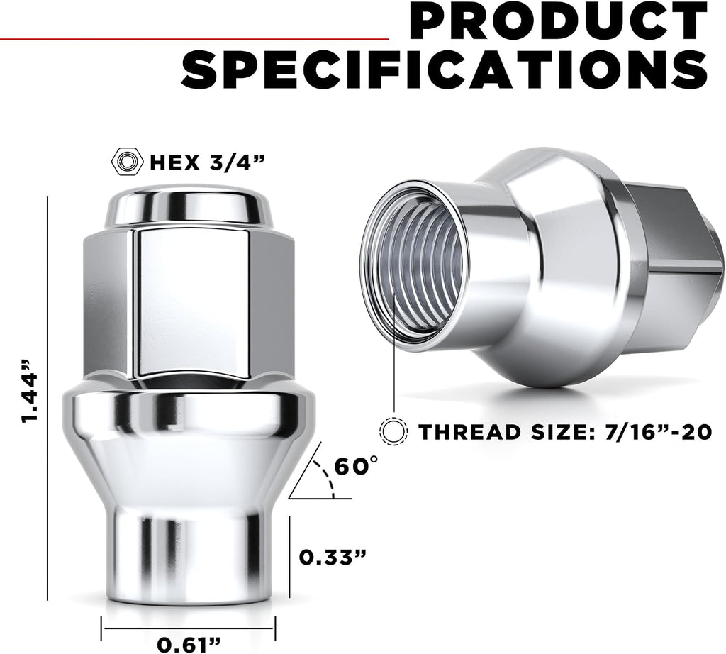White Knight 7/16"-20 Chrome ET Bulge Lug Nut - 7802-20AM (20 Pack)