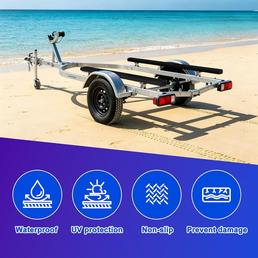 Boat Trailer Bunk Carpet 2 Pack 13ft x 12in, Double Layer Marine Grade Bunk Carpet with Cushion Padding, Extra Thick Waterproof Trailer Bunk Runner Cover for Boat, Jet Ski & Trailer Bunks
