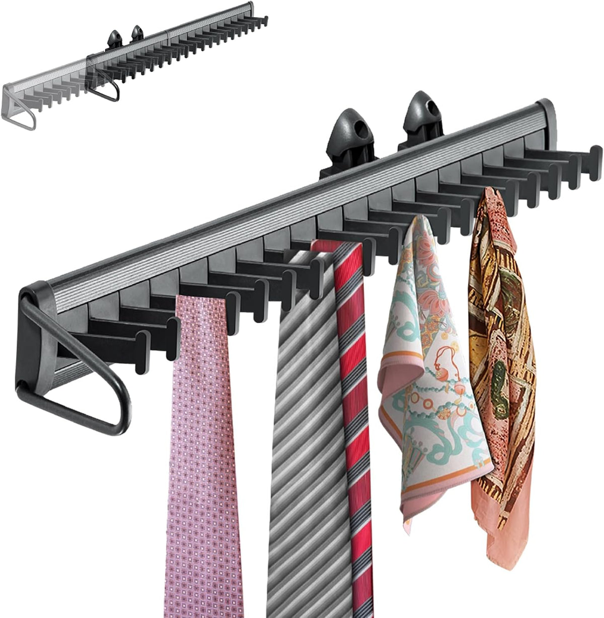 sliding tie rack hanger for closet, 20 tie, main product view