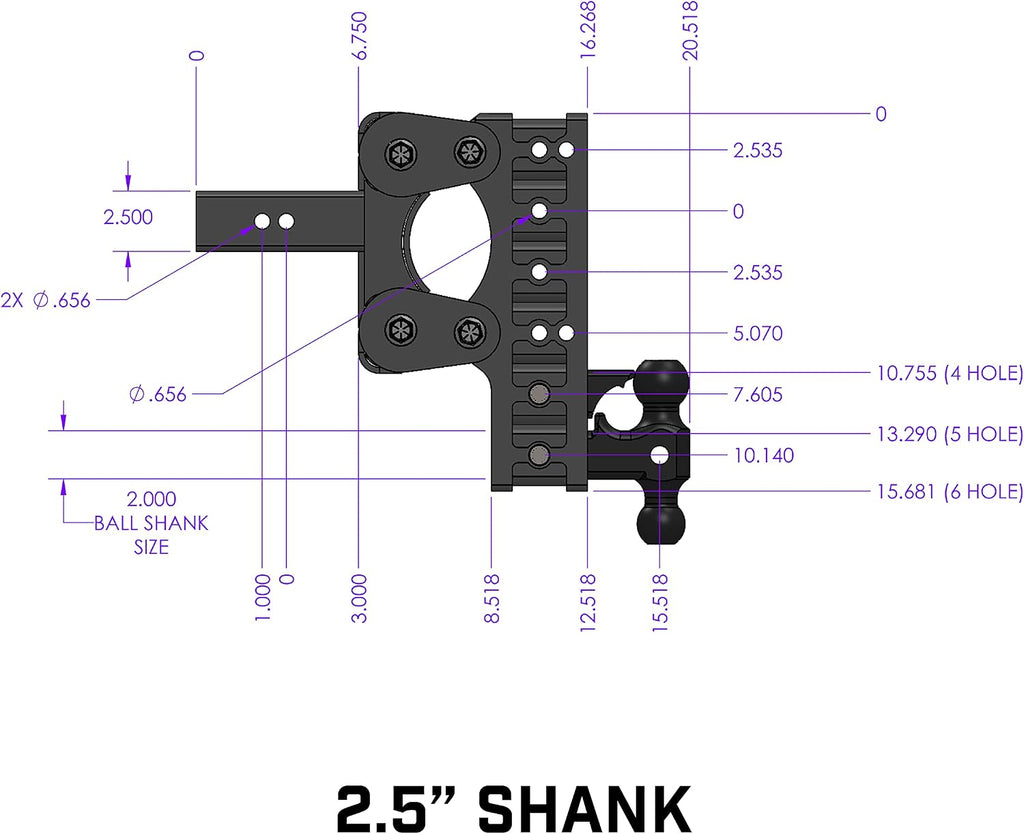 GEN-Y Hitch Heavy Duty Tow Hitch for 2.5" Receiver - 7.5" Drop/Rise with 5 Adjustable Positions, Includes Dual Ball Mount, Pintle Lock and Pins, 16,000 lbs Towing Capacity, 1,700 lbs Tongue Weight