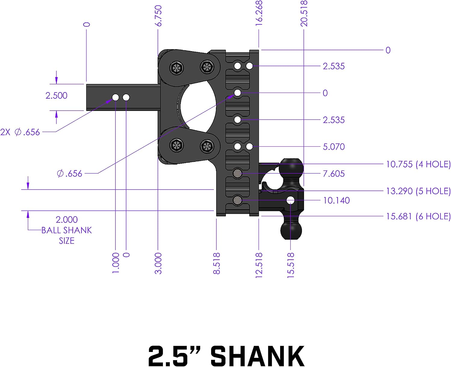 GEN-Y Hitch Heavy Duty Tow Hitch for 2.5" Receiver - 7.5" Drop/Rise with 5 Adjustable Positions, Includes Dual Ball Mount, Pintle Lock and Pins, 16,000 lbs Towing Capacity, 1,700 lbs Tongue Weight