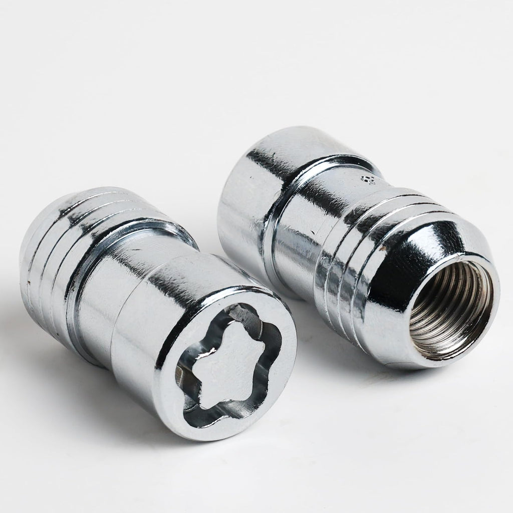 Sliver M14X1.5 Wheel Locks Lug Nuts for Cars Tires, Set of 5 Locks with 1 Key