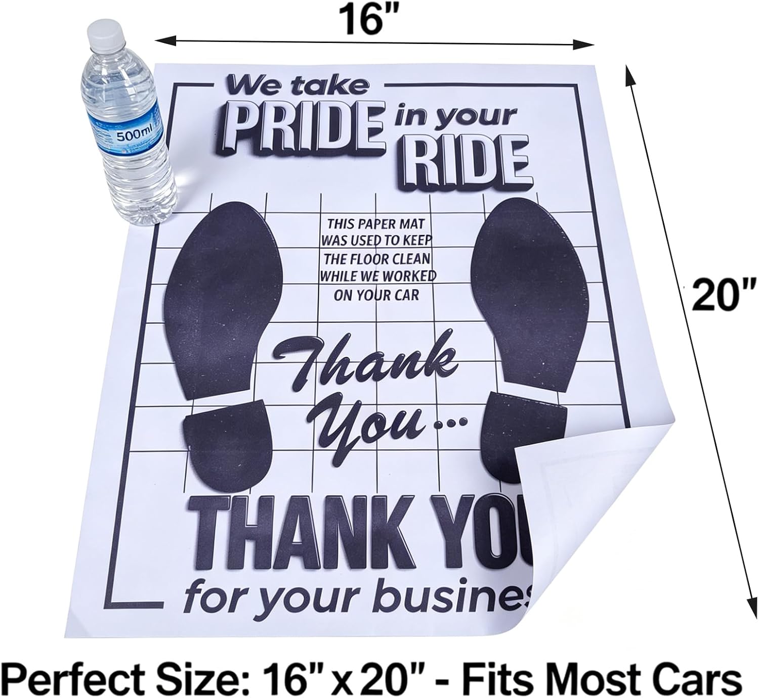 100Pcs Paper Floor Mats for Cars, Paper Mats for Car Detailing, Disposable Floor Mats for Repair & Wash - White Vehicle Interior Protection 16x20 Inch