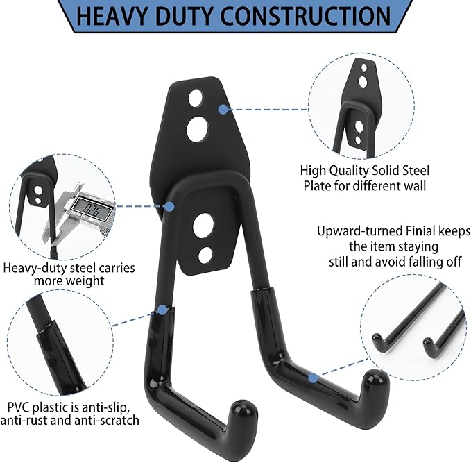 Wall Mount Heavy Duty Garage Hooks – Wall Mounted Storage Hooks - Image 2