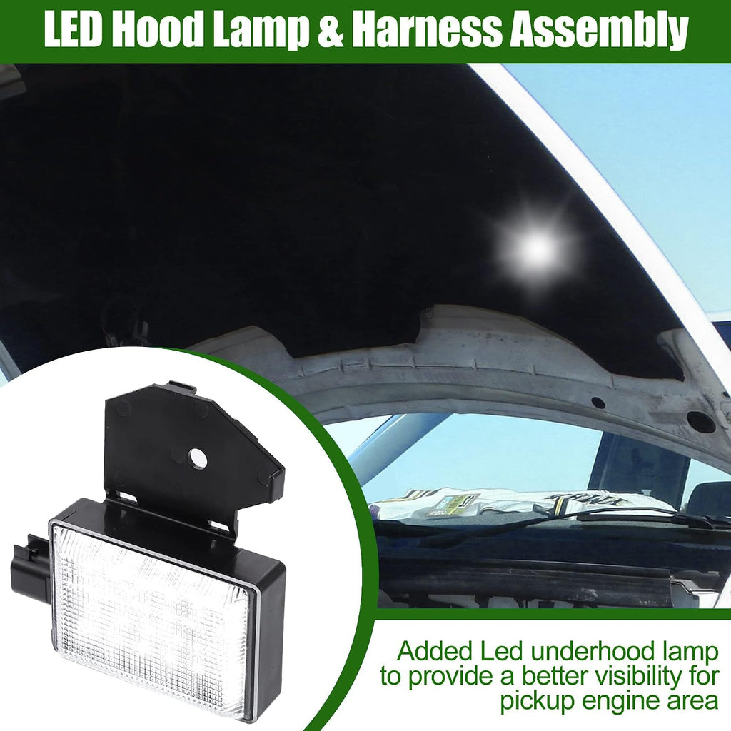 LED Under Hood Engine Light Kit with Harness, Compatible with Dodge Ram 1500 2500 3500 4500 5500, Jeep Wrangler Grand Cherokee, Chrysler 300, Replaces 68395126AA 56021441AC – 2-Pin Plug