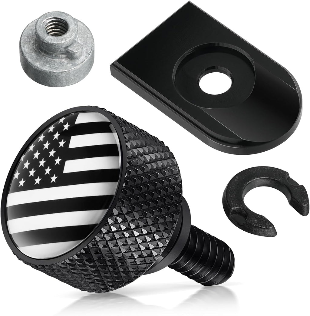 Amazicha Stainless Steel Seat Bolt Screw Nut Cover Mount Kit American Flag Compatible for Harley Davidson Touring Sportster Softail Dyna 1996-2026 Black