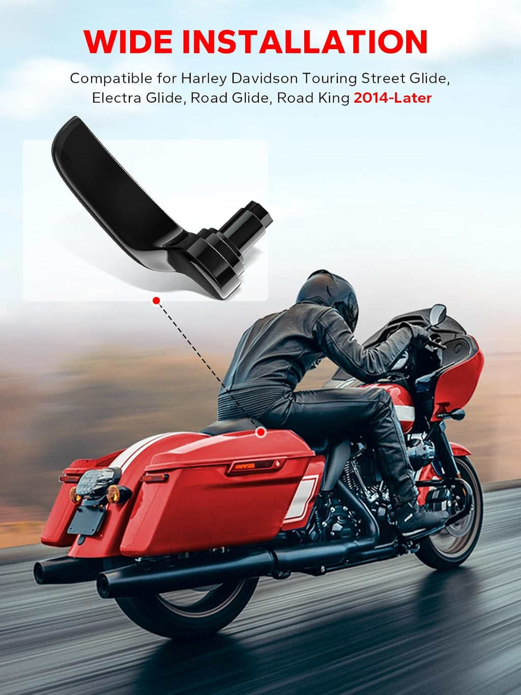 Amazicha Saddlebag Latch Kit Stainless Steel Saddle Bag Lifter Gloss Black fit for Harley Davidson Touring Street Glide Electra Glide Road King Road Glide Ultra Limited FLHR FLHT FLHX FLHTK 2014-2024