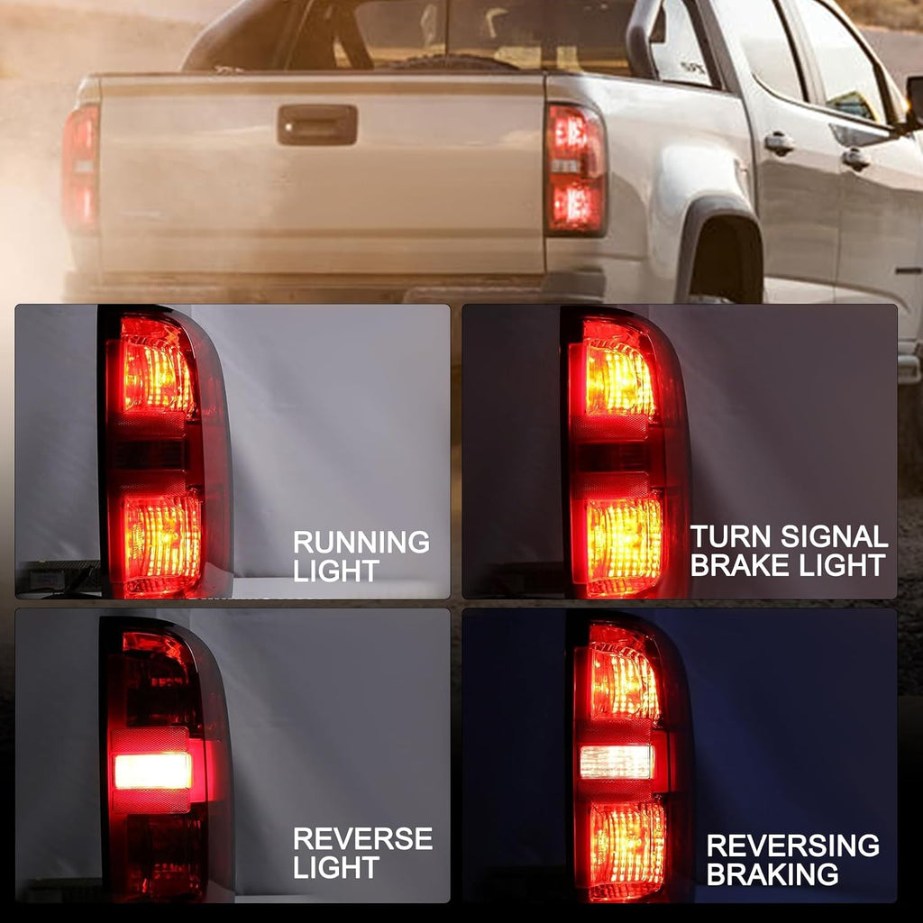 JSBOYAT Halogen Headlight & Taillight Assembly Fit for 2015-2022 Chevy Colorado 4-Door Extra Cab | Crew Cab Models Driver and Passenger Side, Chrome Housing & Amber Reflector