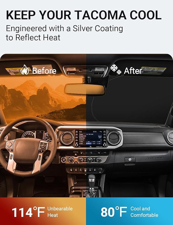 Proadsy for 2016-2023 Toyota Tacoma 2Dr 4Dr Pickup Windshield Sun Shade 4-Layer - Image 3