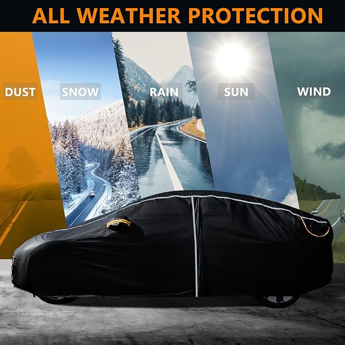 Car Covers for Automobiles, 6 Layers Car Cover Waterproof All Weather, Full - Image 4