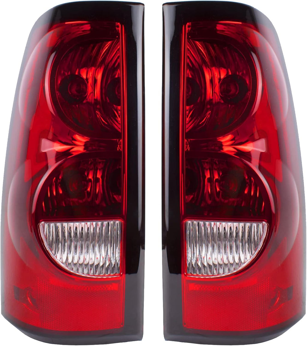 Boine Compatible With 2003 2004 2005 2006 Chevy Silverado 1500 2500 3500 Driver and Passenger Side Tail Light - Bulb and Harness Included
