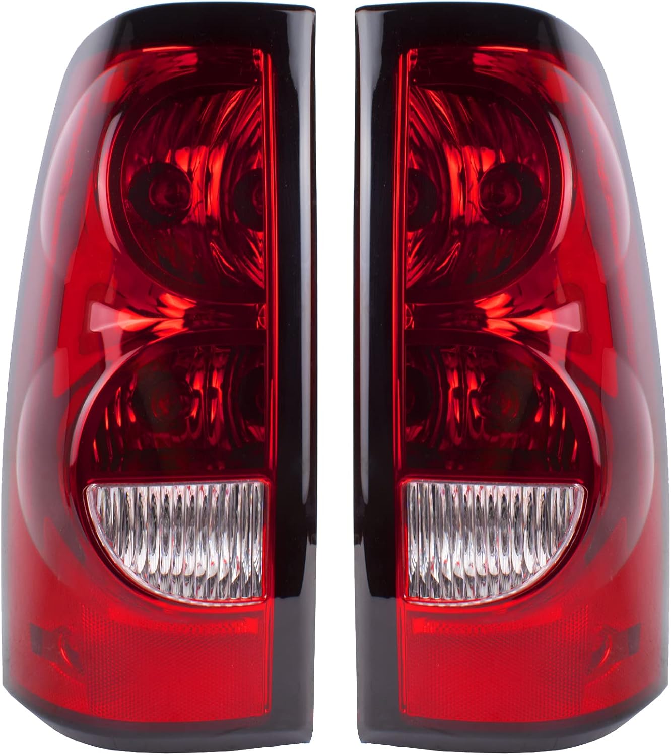 Boine Compatible With 2003 2004 2005 2006 Chevy Silverado 1500 2500 3500 Driver and Passenger Side Tail Light - Bulb and Harness Included
