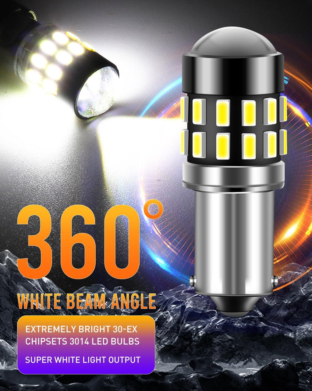 BA9S LED Bulb 720 Lumens Xenon White Super Bright BA9 BA9S 53 57 1895 64111 LED Bulbs with Projector for Dome Map Door Courtesy Glove Box Lights,Pack of 2