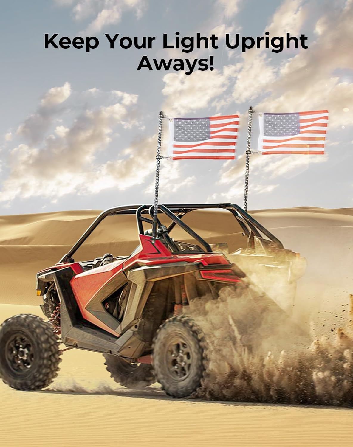 KEMIMOTO 1 PCS UTV Whip Mount Flag Light Mounting Bracket, Heavy Duty Adjustable for 1.75-2 inch Roll Bar Cage Compatible with Polaris RZR 900 1000 XP Pro Turbo Can Am Maverick X3 Commander