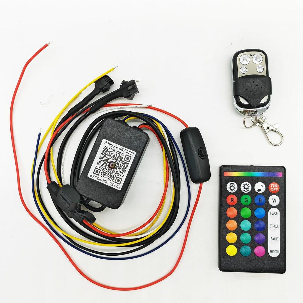 Replacement Controller Control Box for Motorcycle LED Lights 8/12/14/16/18/20 LED Light Kits with APP/IR/RF Control Brake Turn Signal