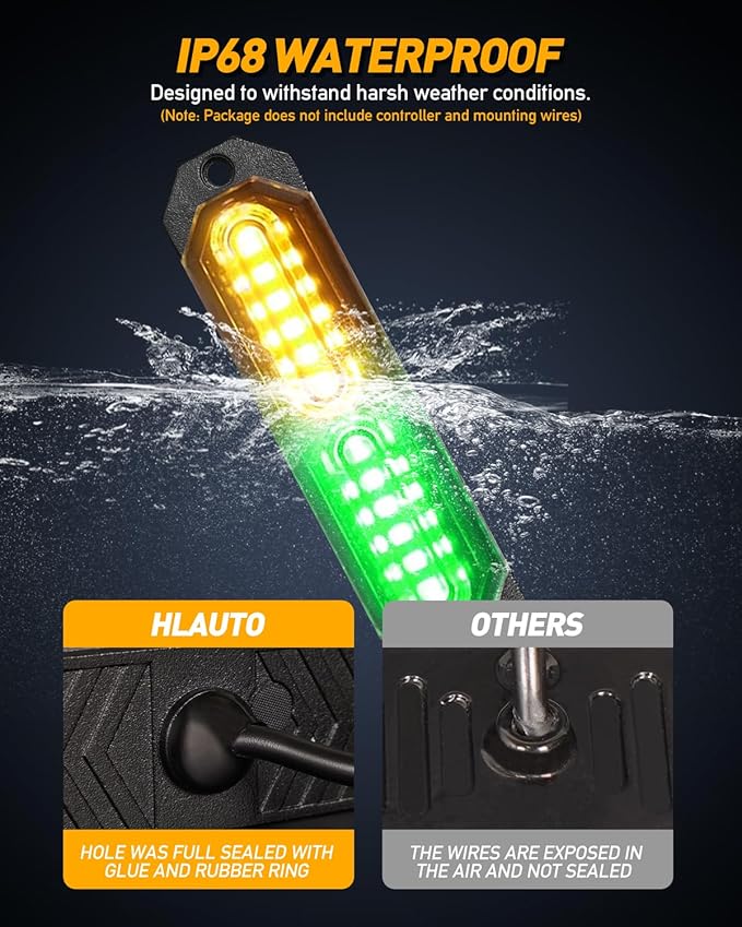 HLauto 1200T Emergency Strobe Grille Lights: 8pcs 12 LED Sync Feature Safety