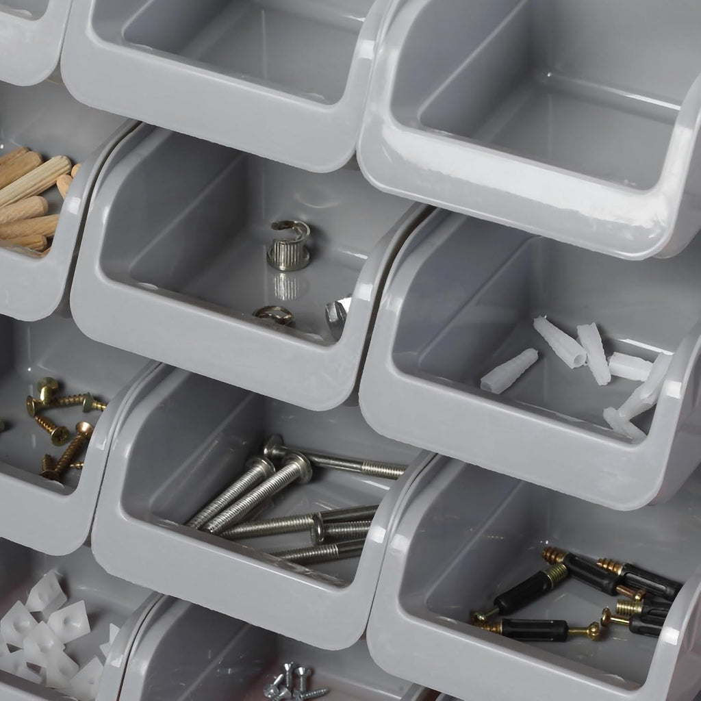durhand wall mounted storage bins pegboard tool organizer, front angle view