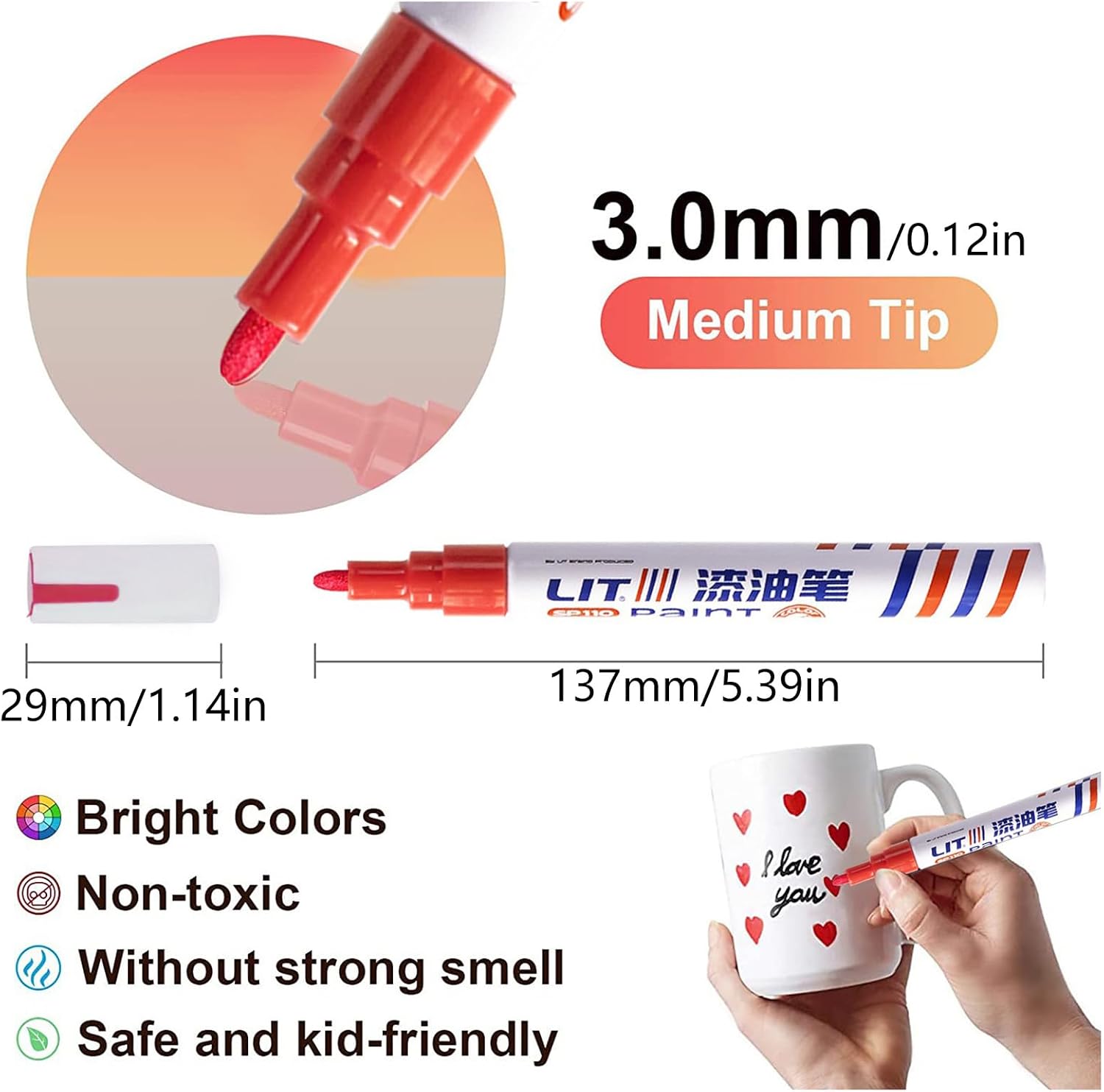Portable Automotive Touch Paint Pen For Tires Permanent Oil Based Wheel Scratch Repair Pen Car Enthusiasts Repair Marker