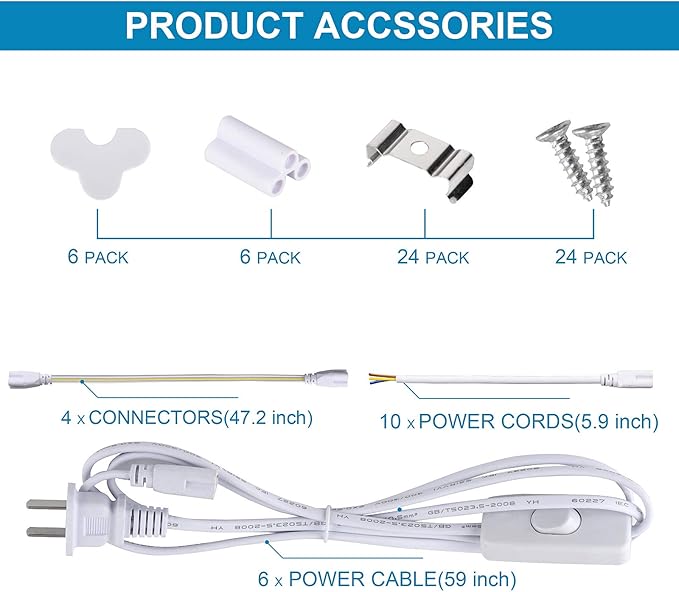 8ft LED Shop Light Fixture, 144W 18500LM 6000K, Cold White, U Shape, Hight - Image 5